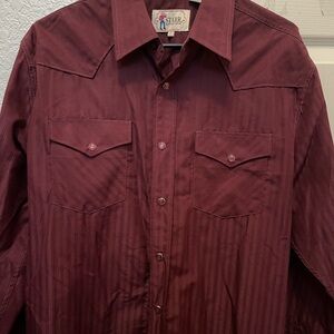 Men's STARR Burgundy Western Dress Shirt